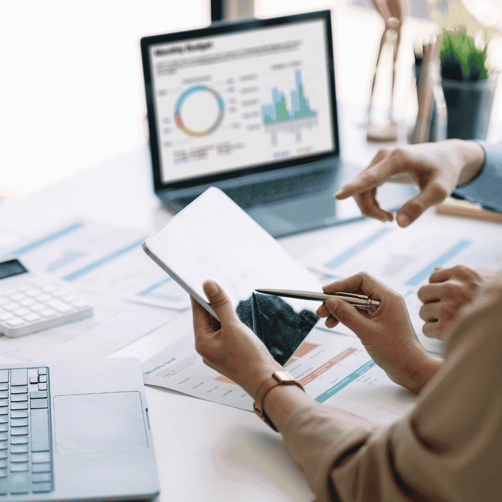 Teacher analyzing student growth data